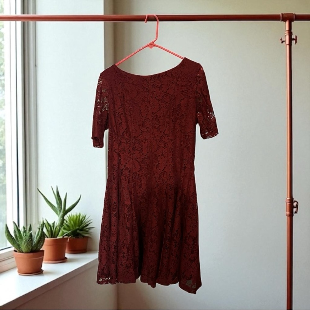 Danny & Nicole Red Mini Sundress Crew Neck Short Sleeve
